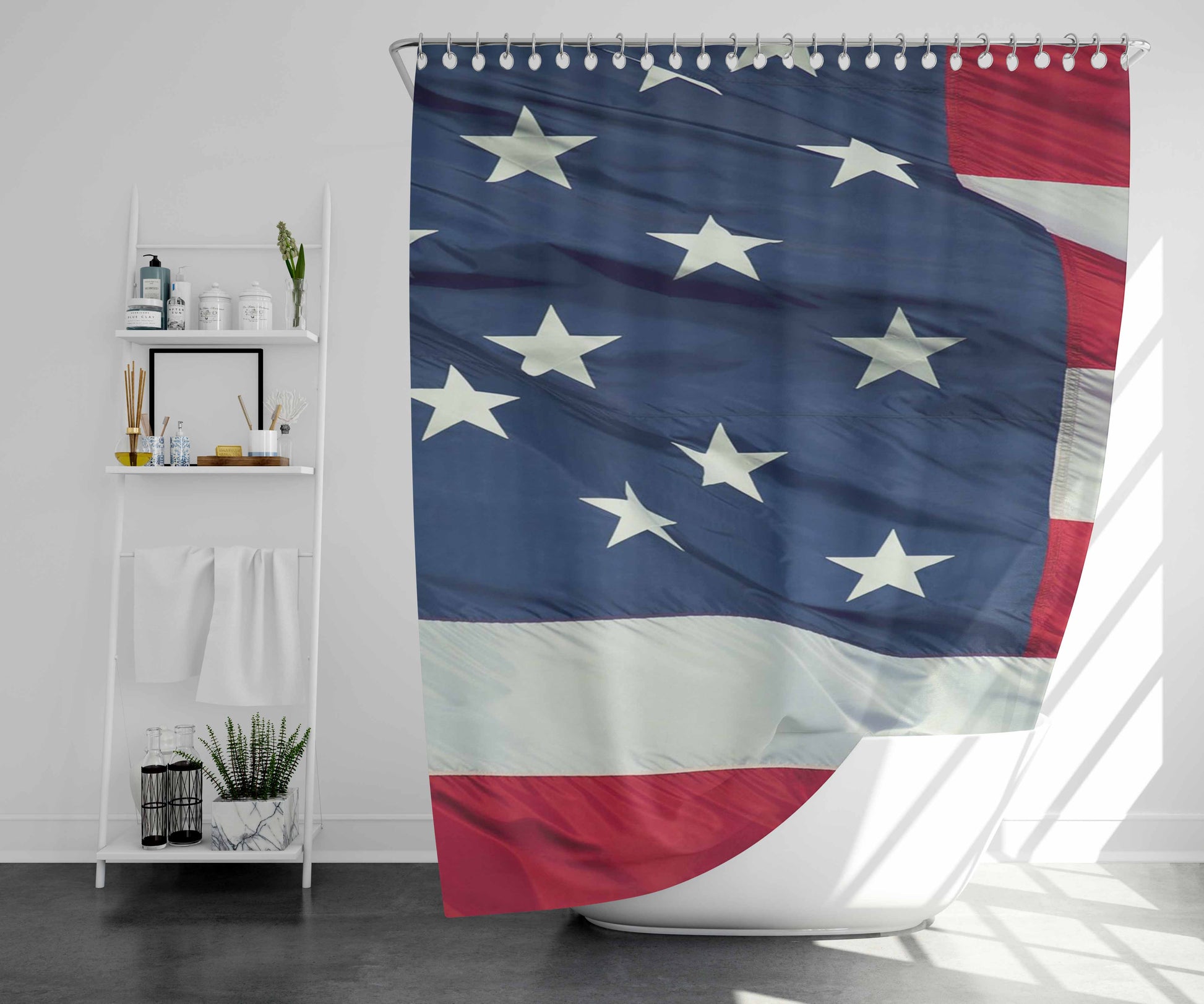 Usa Bathroom Shower Curtain Fabric Waterproof | 66 X 72 Inch