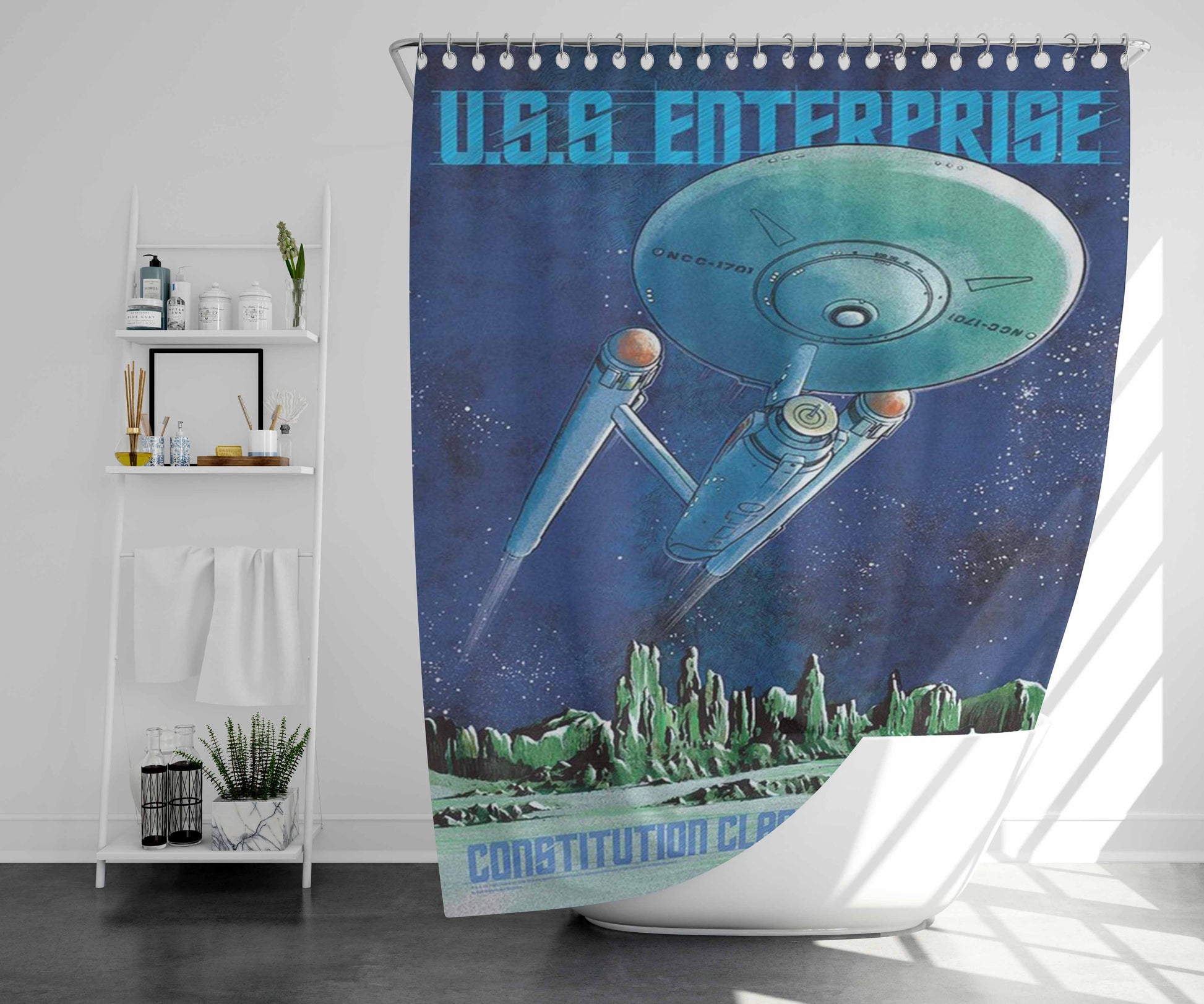 Uss Enterprise Bathroom Shower Curtain Fabric Waterproof | 66 X 72 Inch