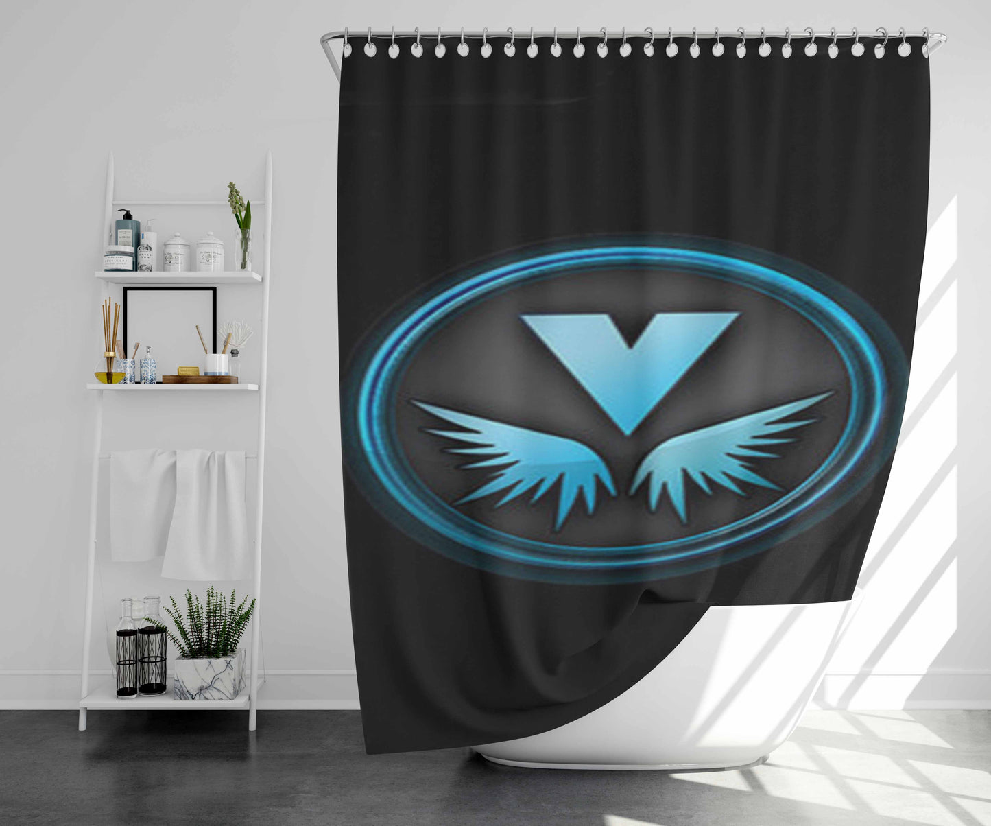 Valkyrie Logo Black Bathroom Shower Curtain Fabric Waterproof | 66 X 72 Inch