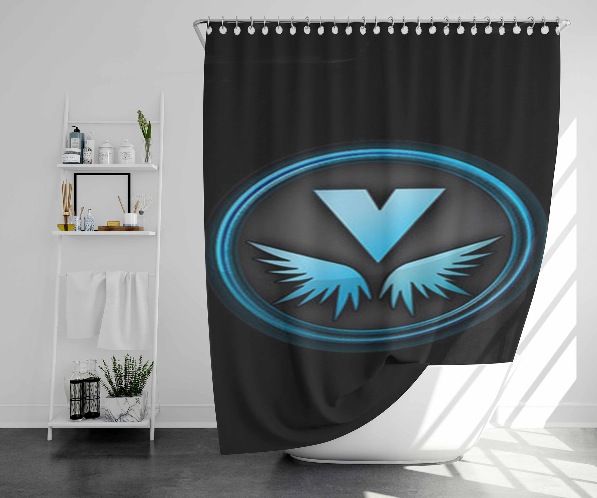 Valkyrie Logo Black Bathroom Shower Curtain Fabric Waterproof | 66 X 72 Inch