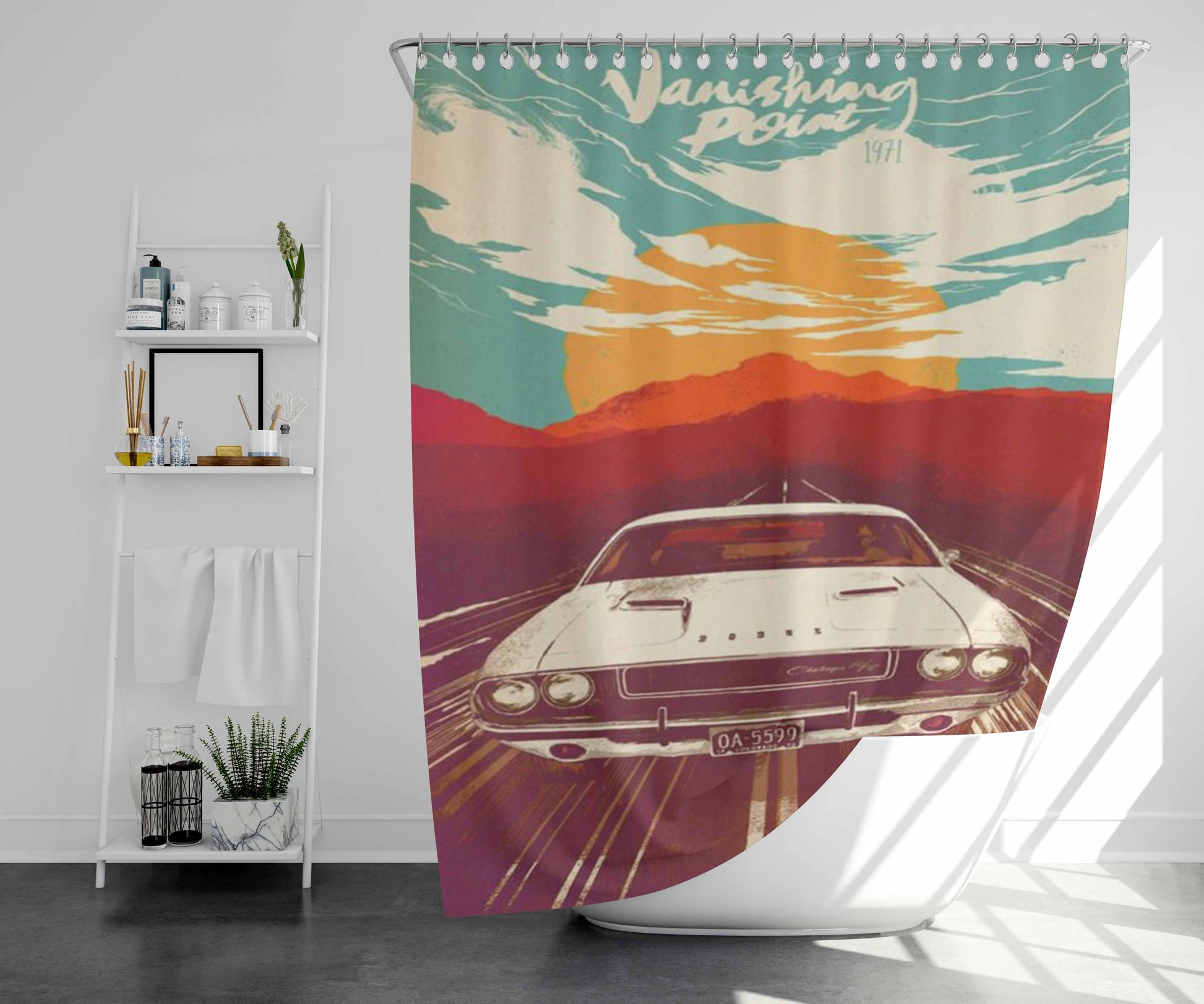 Vanishing Point 1971 Bathroom Shower Curtain Fabric Waterproof | 66 X 72 Inch