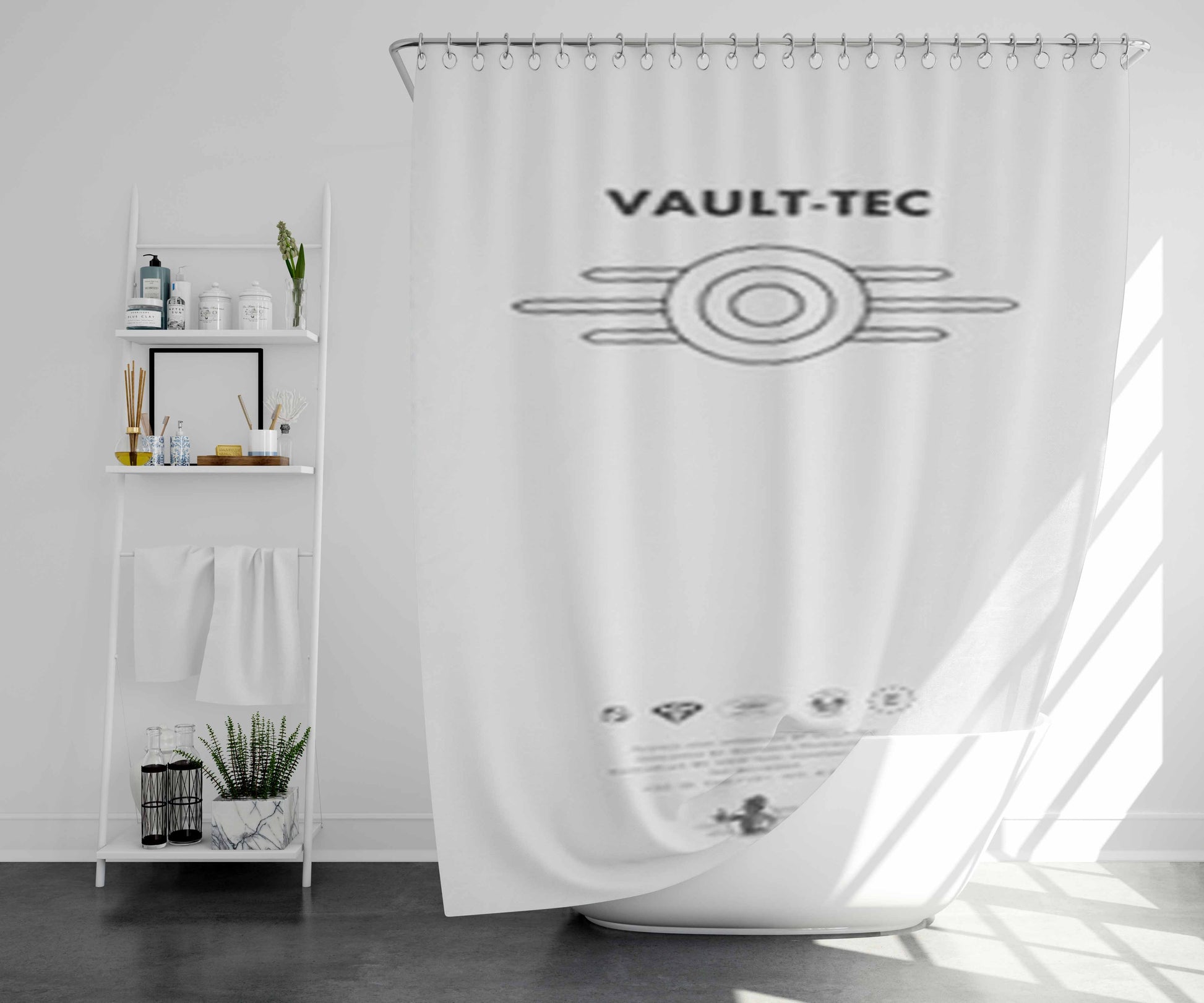 Vault Tec Symbol Bathroom Shower Curtain Fabric Waterproof | 66 X 72 Inch