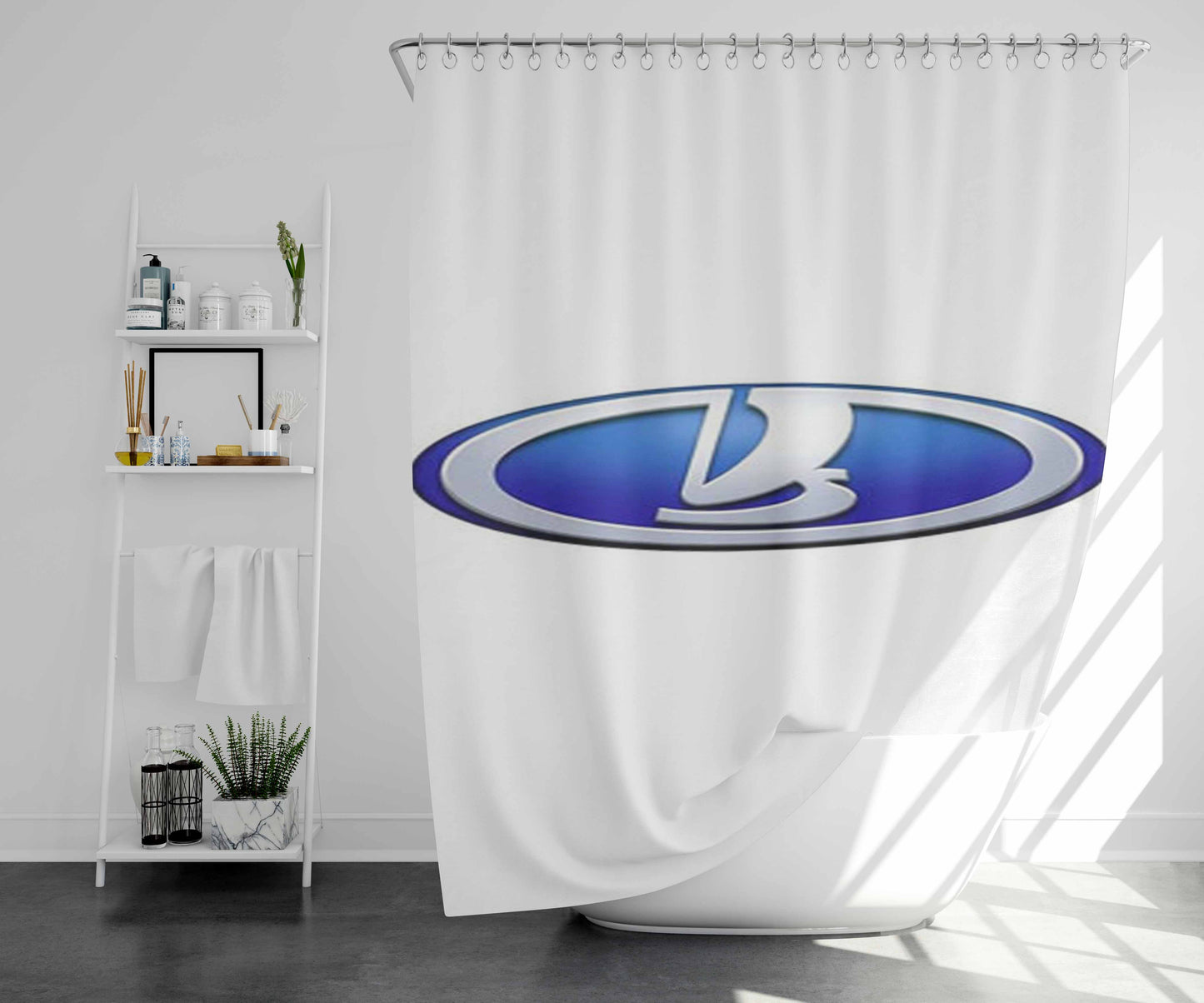 Vaz Blue Bathroom Shower Curtain Fabric Waterproof | 66 X 72 Inch