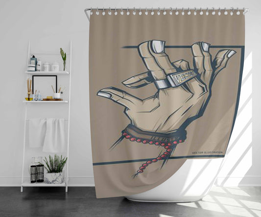 Vektor Illustration Bathroom Shower Curtain Fabric Waterproof | 66 X 72 Inch