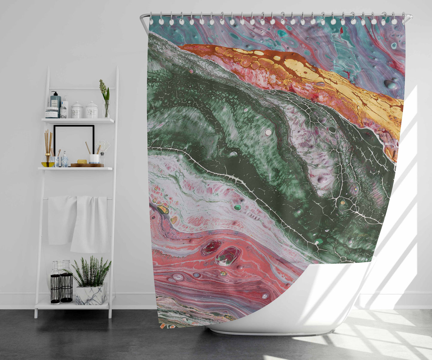Vibrant Fluid Art Ma Bathroom Shower Curtain Fabric Waterproof | 66 X 72 Inch