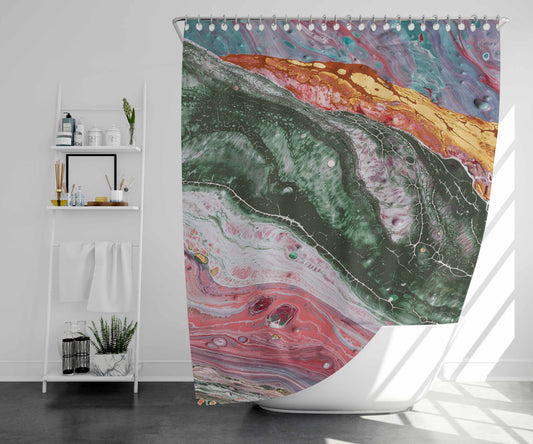 Vibrant Fluid Art Ma Bathroom Shower Curtain Fabric Waterproof | 66 X 72 Inch