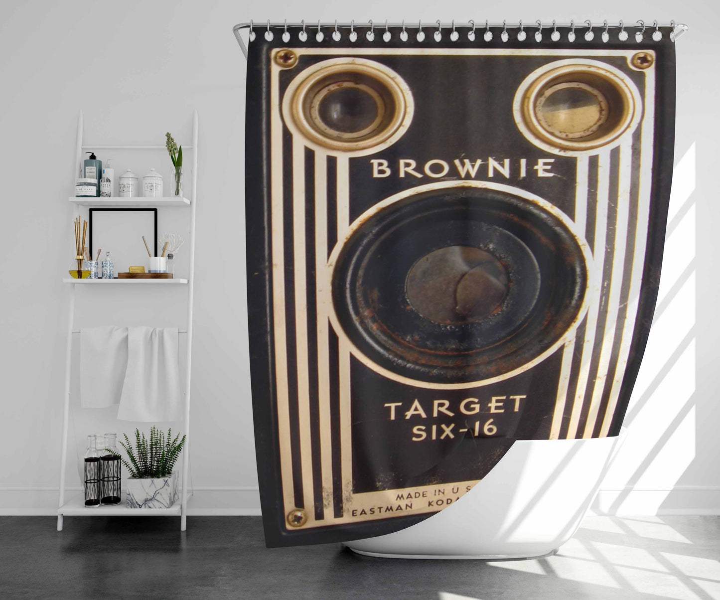 Vintage Camera Bathroom Shower Curtain Fabric Waterproof | 66 X 72 Inch
