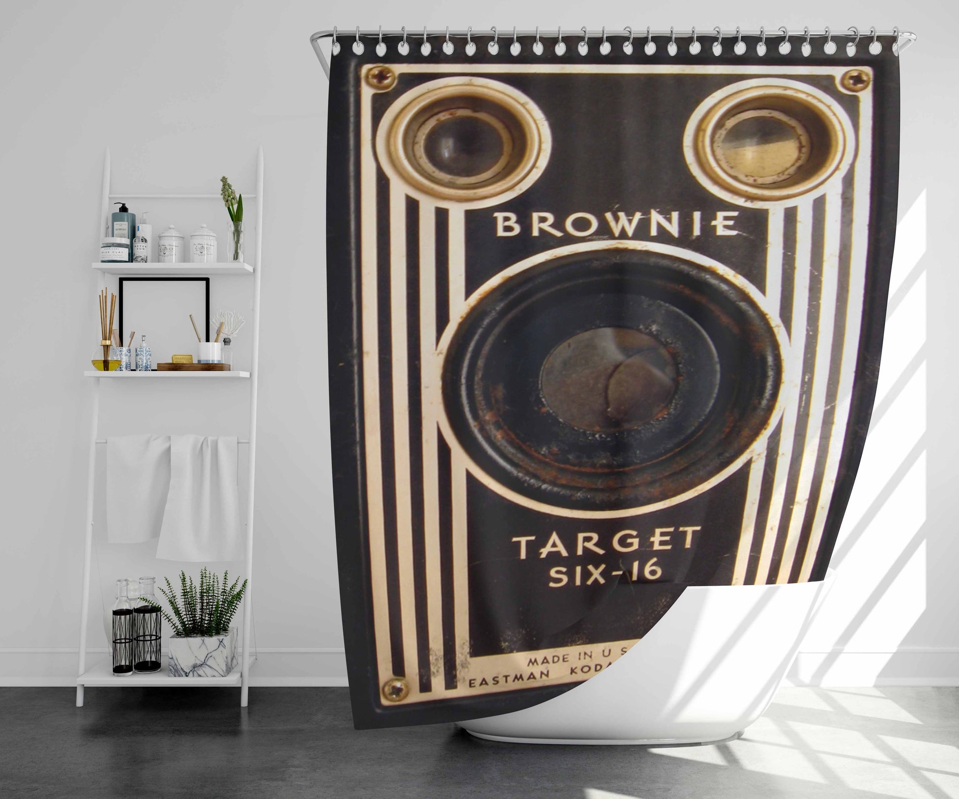 Vintage Camera Bathroom Shower Curtain Fabric Waterproof | 66 X 72 Inch