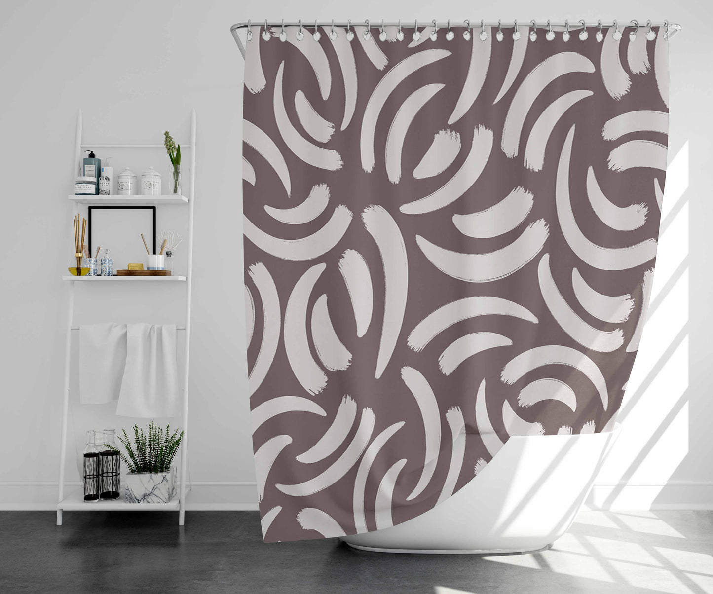 Vintage Curve Bathroom Shower Curtain Fabric Waterproof | 66 X 72 Inch