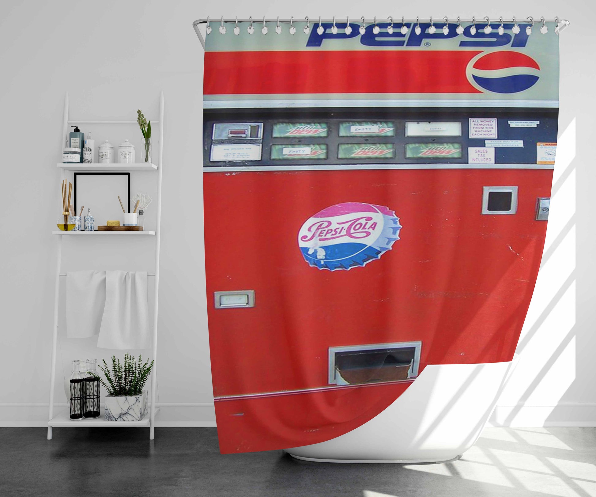 Vintage Pepsi Cola Vending Machine Bathroom Shower Curtain Fabric Waterproof | 66 X 72 Inch