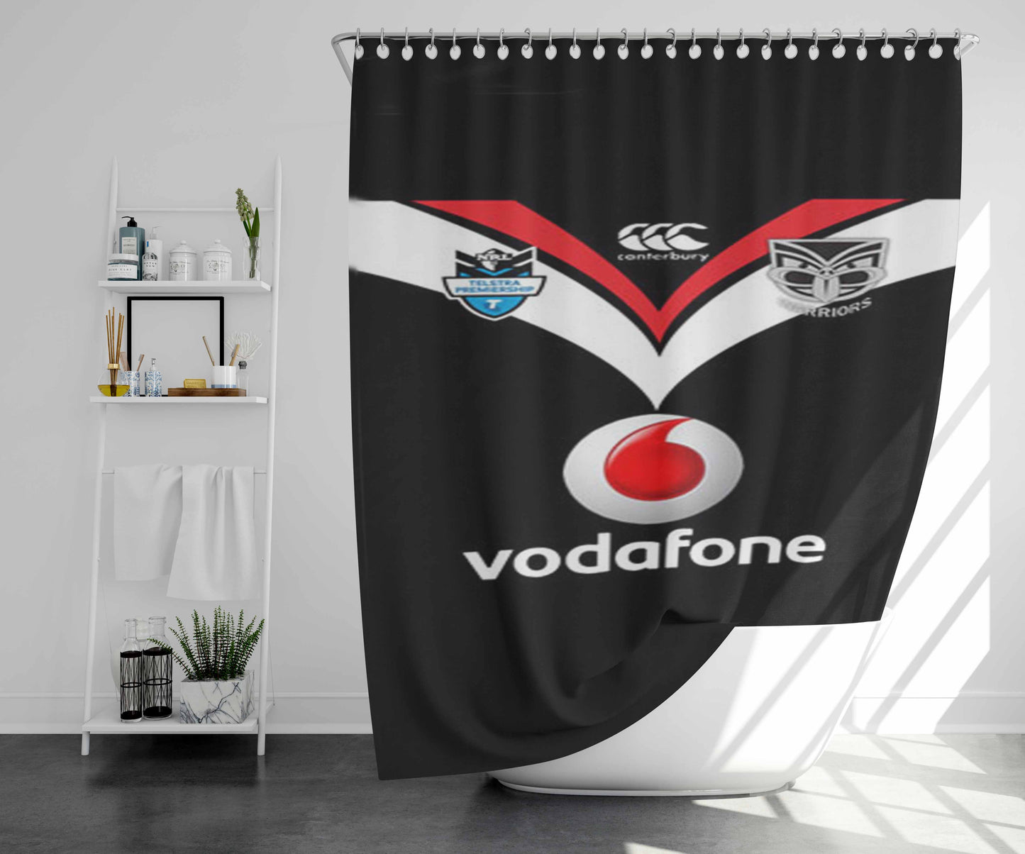 Vodafone Jersey Bathroom Shower Curtain Fabric Waterproof | 66 X 72 Inch