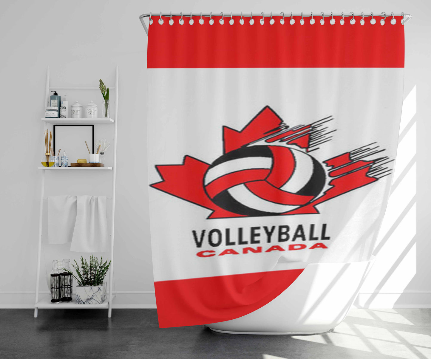 Volley Ball Canada Bathroom Shower Curtain Fabric Waterproof | 66 X 72 Inch