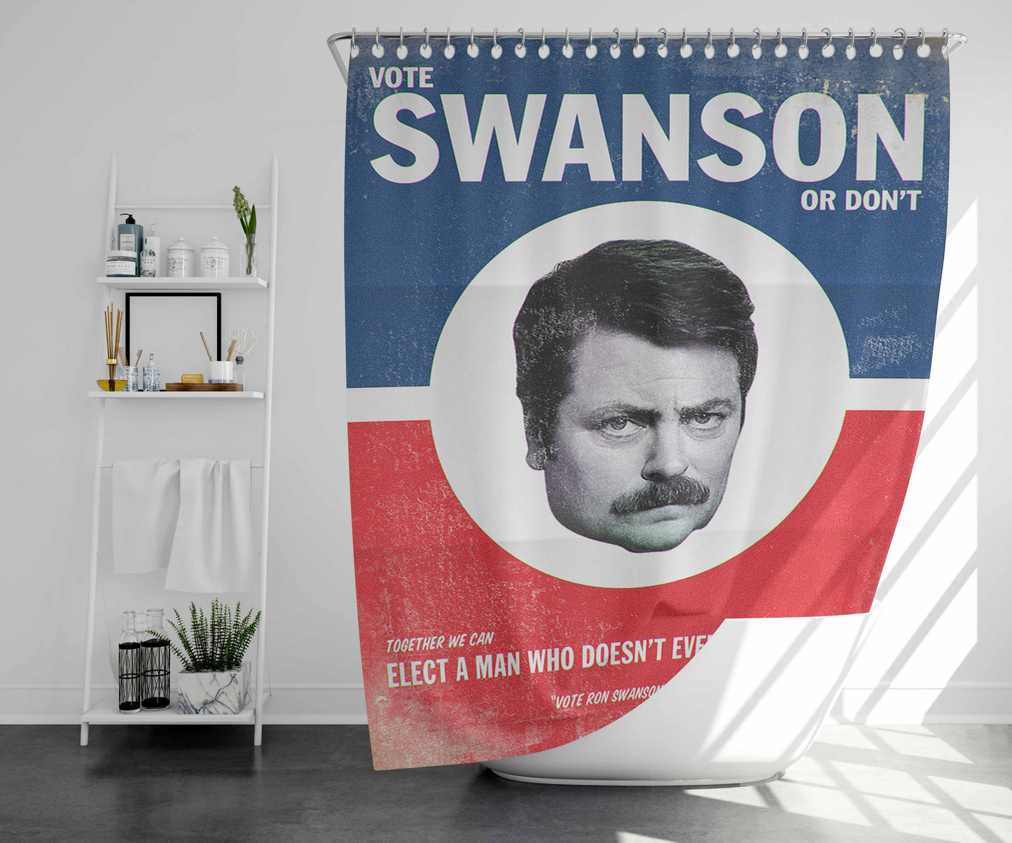 Vote Ron Swanson Bathroom Shower Curtain Fabric Waterproof | 66 X 72 Inch