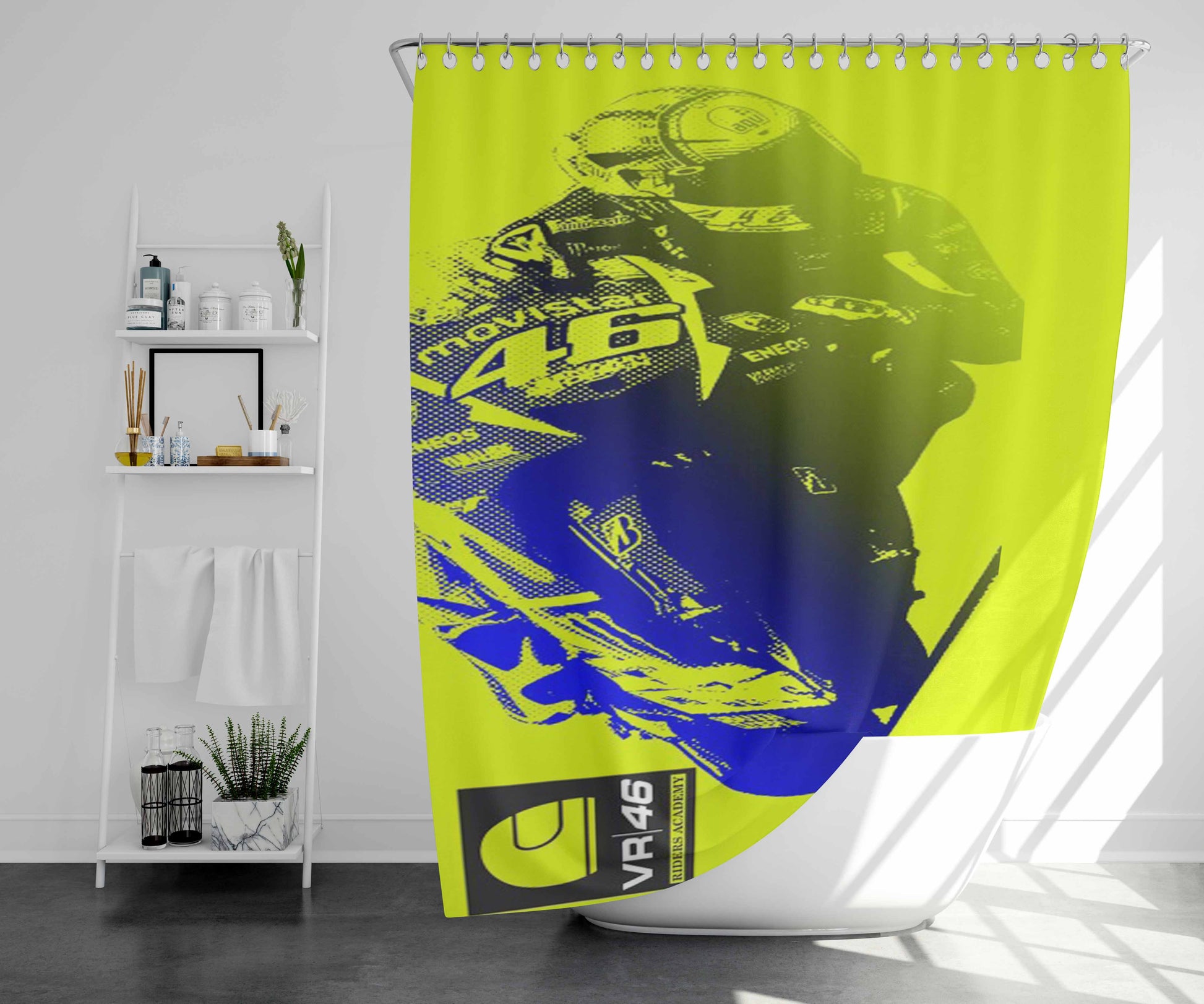 Vr 46 Movistar Rossi Bathroom Shower Curtain Fabric Waterproof | 66 X 72 Inch