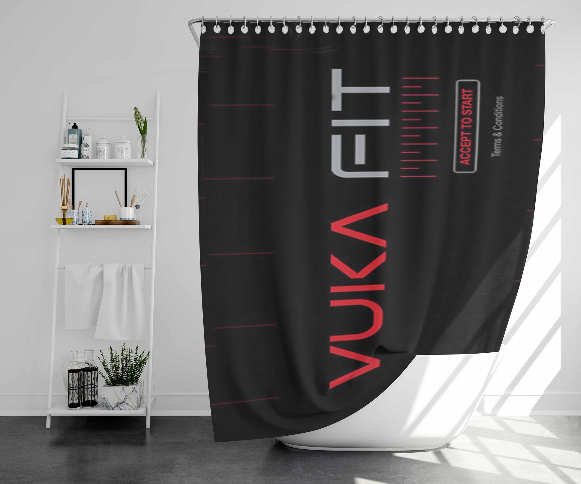 Vuka Fit Bathroom Shower Curtain Fabric Waterproof | 66 X 72 Inch