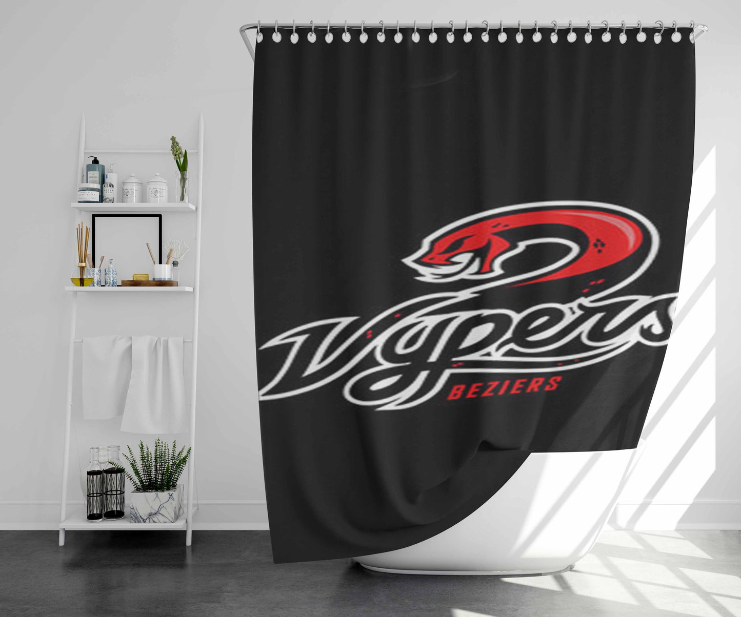 Vypers Beziers Logo Bathroom Shower Curtain Fabric Waterproof | 66 X 72 Inch