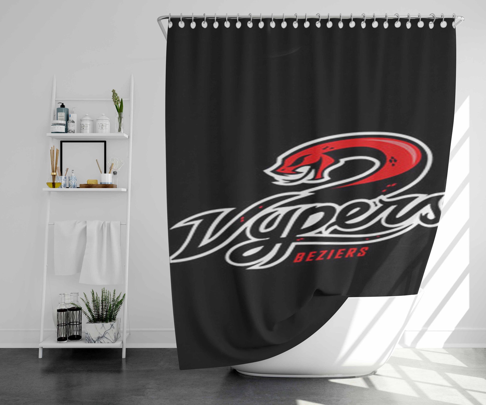 Vypers Beziers Logo Bathroom Shower Curtain Fabric Waterproof | 66 X 72 Inch