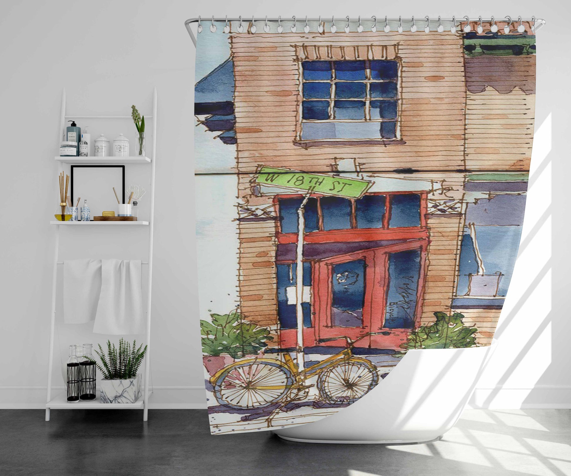 W 18Th St Bathroom Shower Curtain Fabric Waterproof | 66 X 72 Inch
