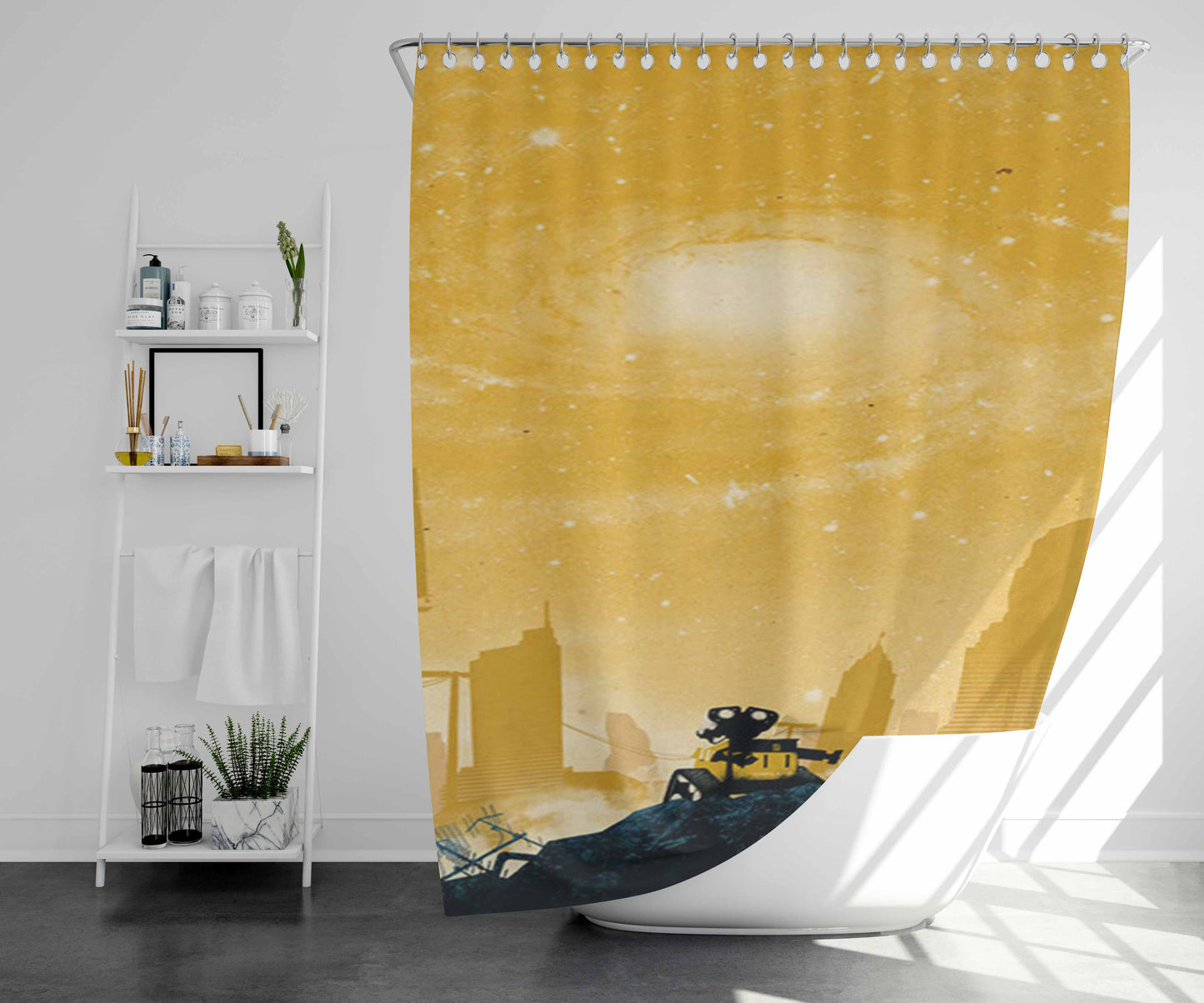 Wall E Art Bathroom Shower Curtain Fabric Waterproof | 66 X 72 Inch