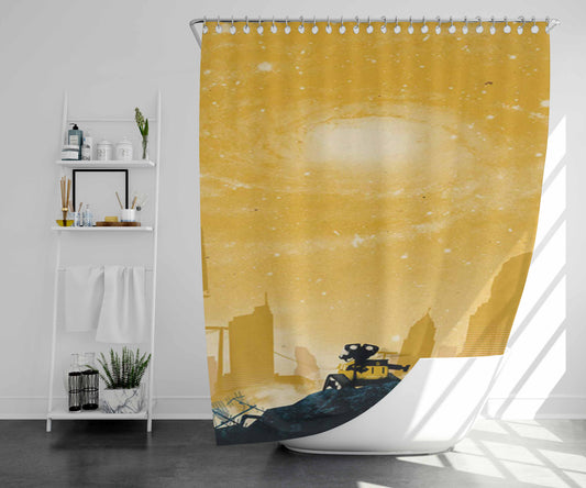 Wall E Art Bathroom Shower Curtain Fabric Waterproof | 66 X 72 Inch