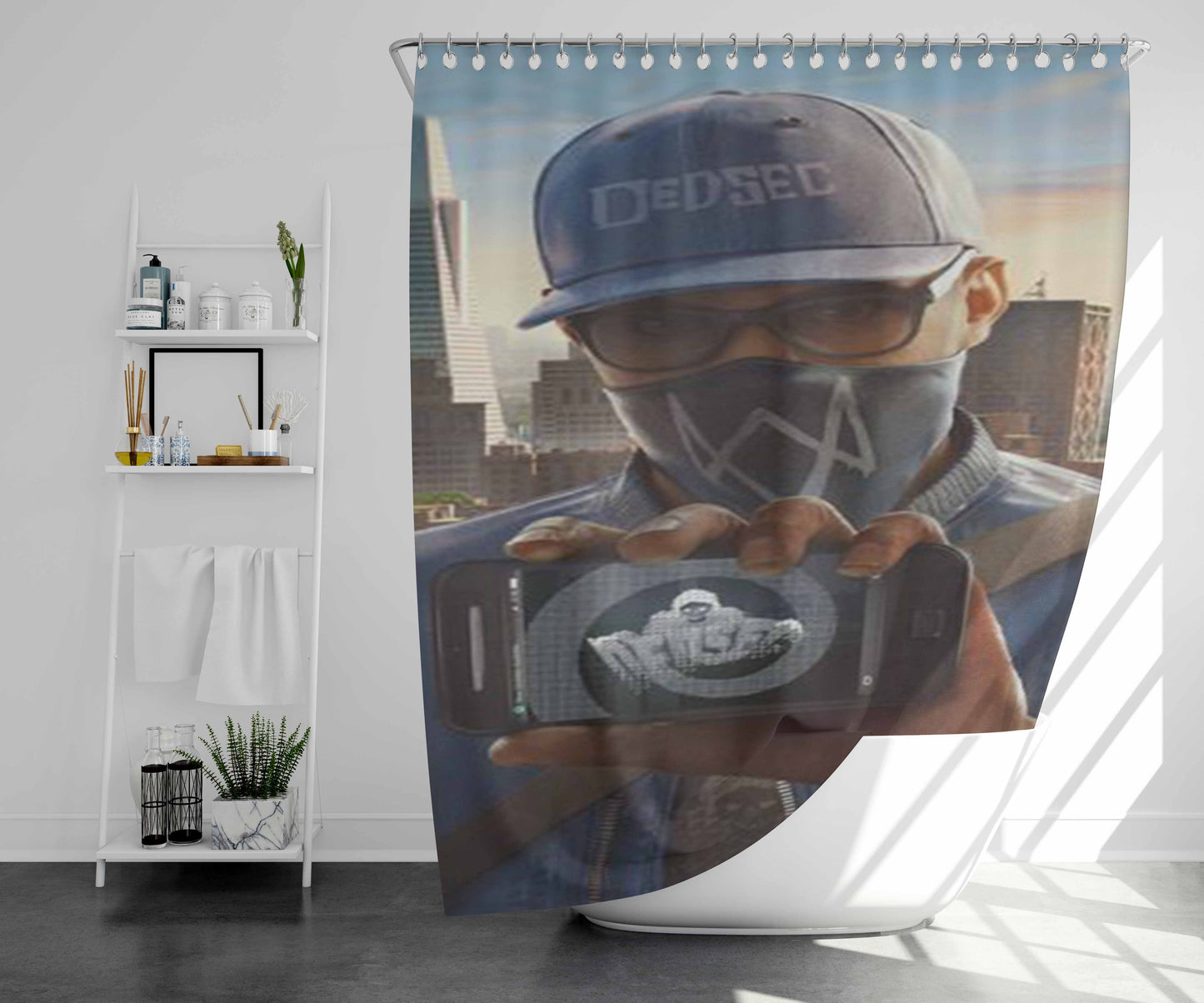 Watchdogs 2 Dedsec Bathroom Shower Curtain Fabric Waterproof | 66 X 72 Inch