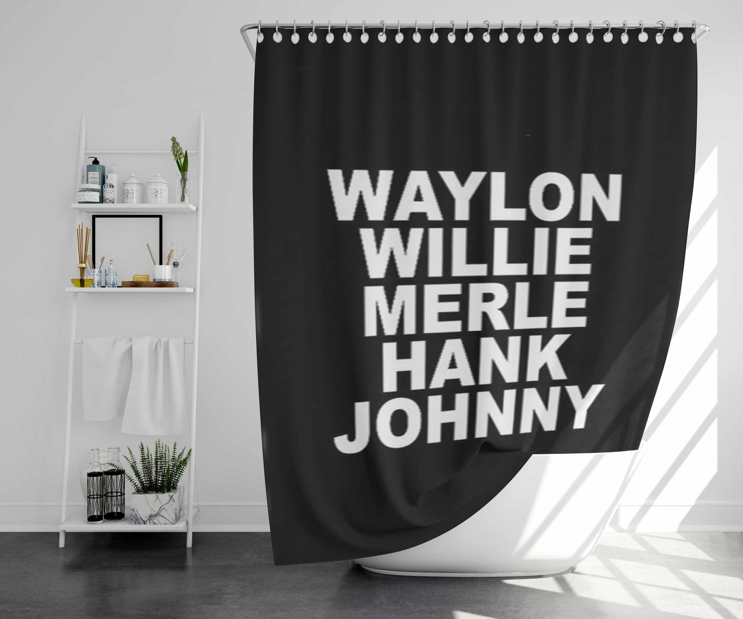 Waylon Willie Merle Hank Williams Bathroom Shower Curtain Fabric Waterproof | 66 X 72 Inch