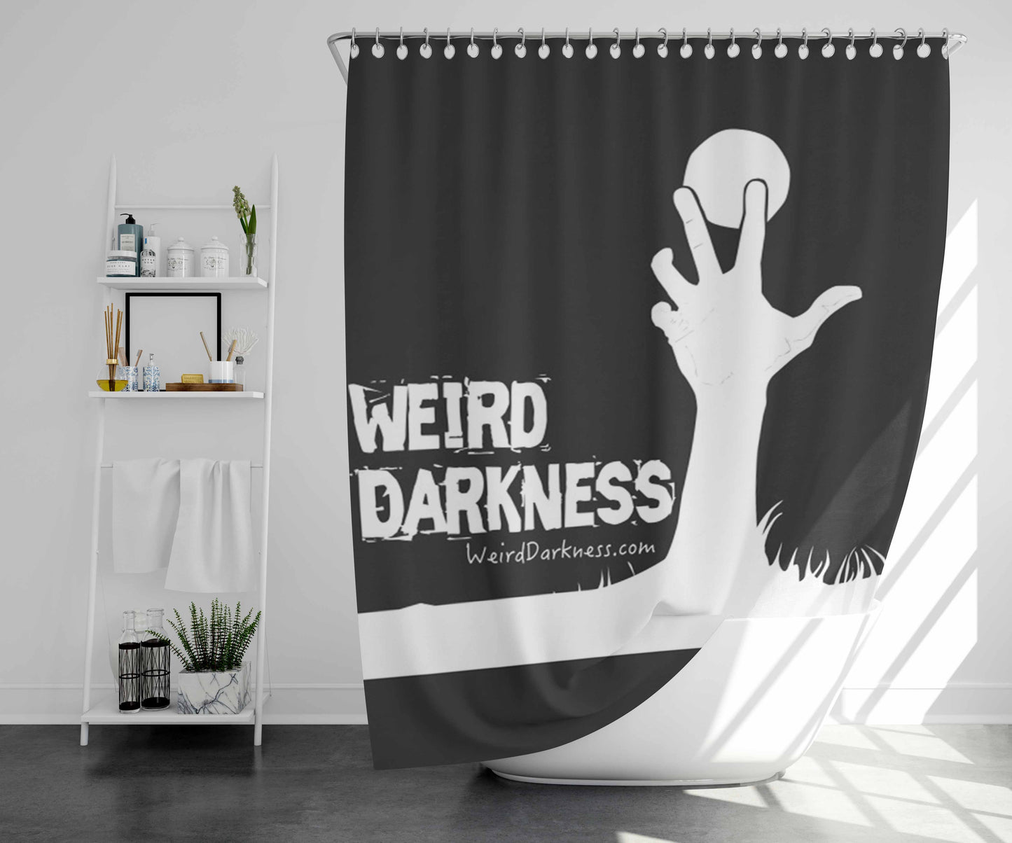 Wd White Bathroom Shower Curtain Fabric Waterproof | 66 X 72 Inch