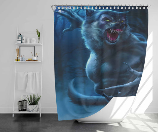 Werewolf Full Moon Bathroom Shower Curtain Fabric Waterproof | 66 X 72 Inch