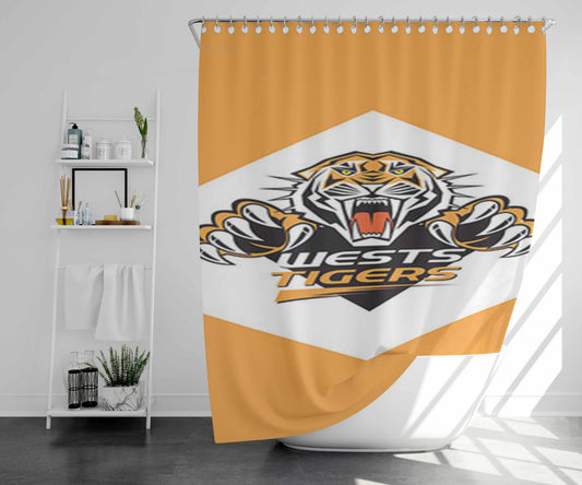 Wests Tiger Logo Bathroom Shower Curtain Fabric Waterproof | 66 X 72 Inch