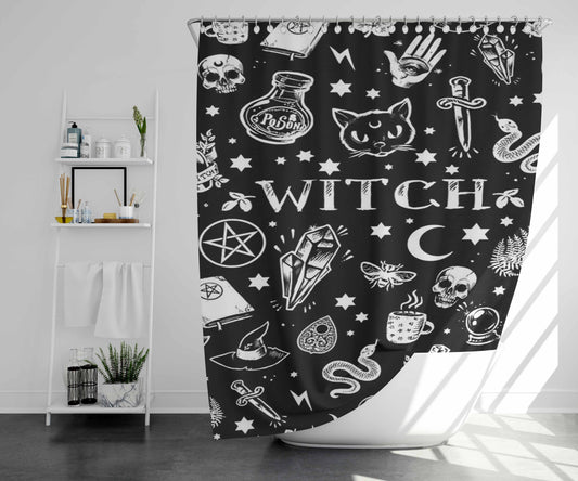 Wicth Pattern 2 Bathroom Shower Curtain Fabric Waterproof | 66 X 72 Inch