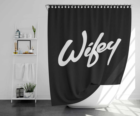 Wifey Bathroom Shower Curtain Fabric Waterproof | 66 X 72 Inch
