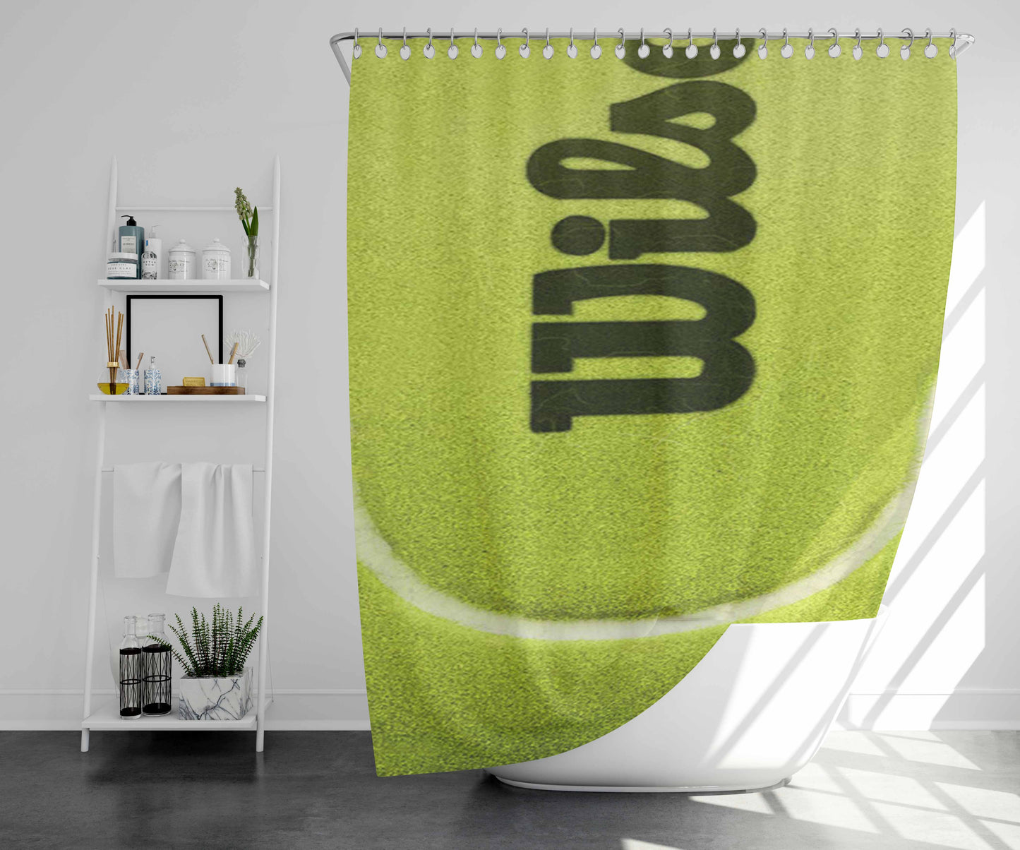 Wilson Tennis Ball Bathroom Shower Curtain Fabric Waterproof | 66 X 72 Inch