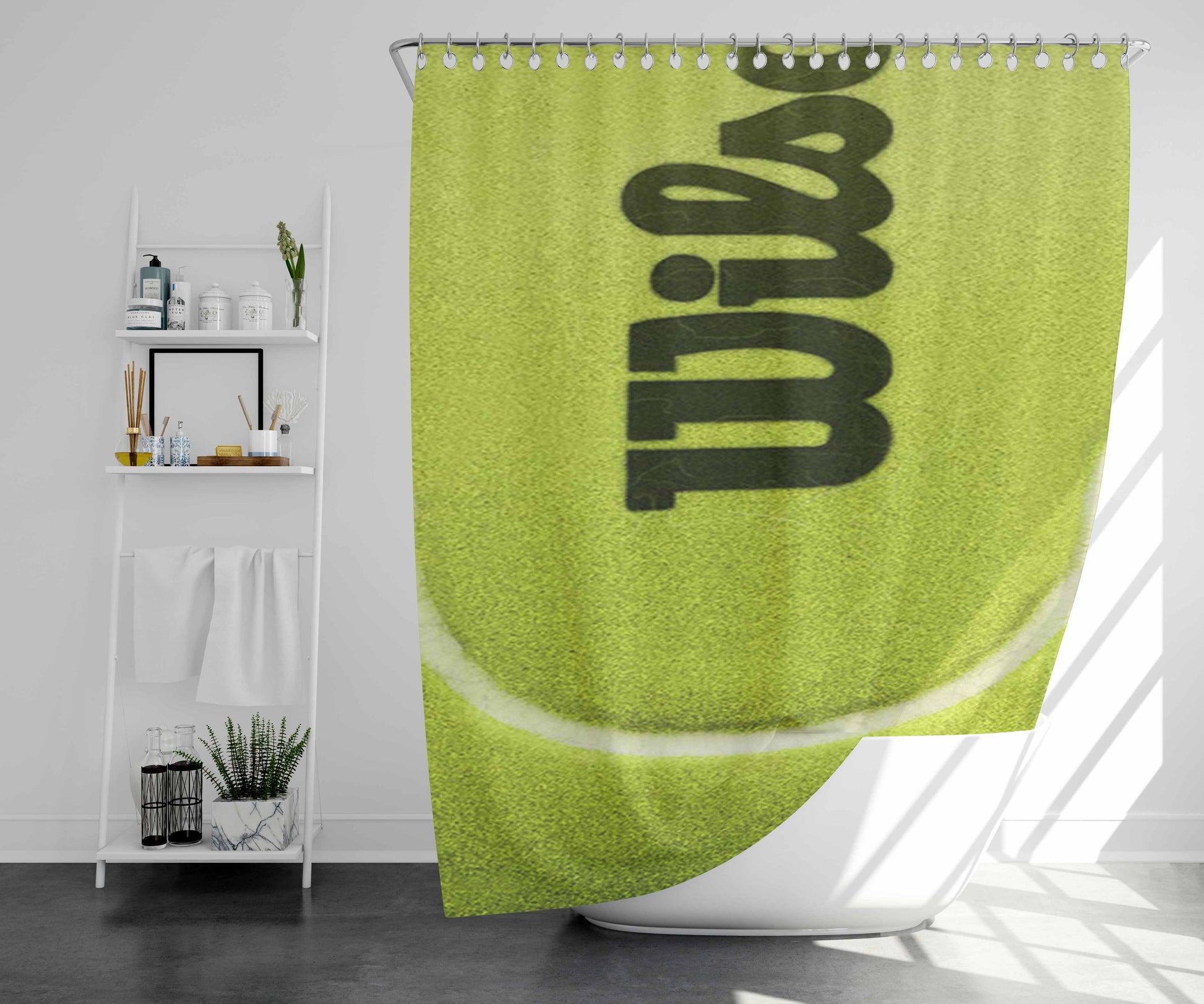 Wilson Tennis Ball Bathroom Shower Curtain Fabric Waterproof | 66 X 72 Inch