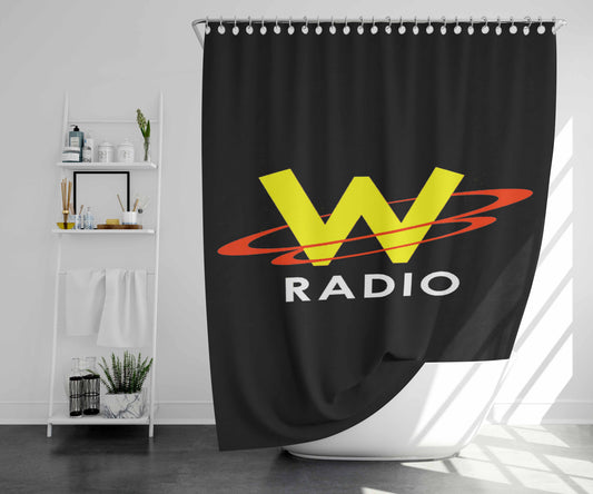 Windows Radio Bathroom Shower Curtain Fabric Waterproof | 66 X 72 Inch