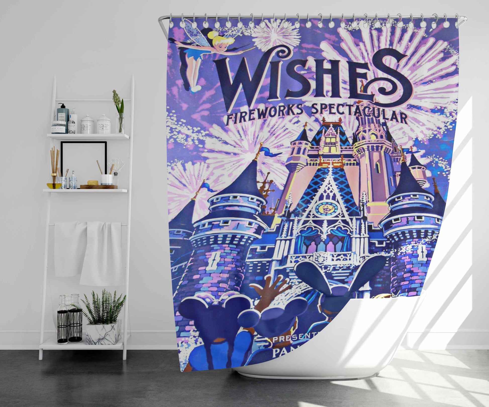 Wishes! Fireworks Spectacular Bathroom Shower Curtain Fabric Waterproof | 66 X 72 Inch