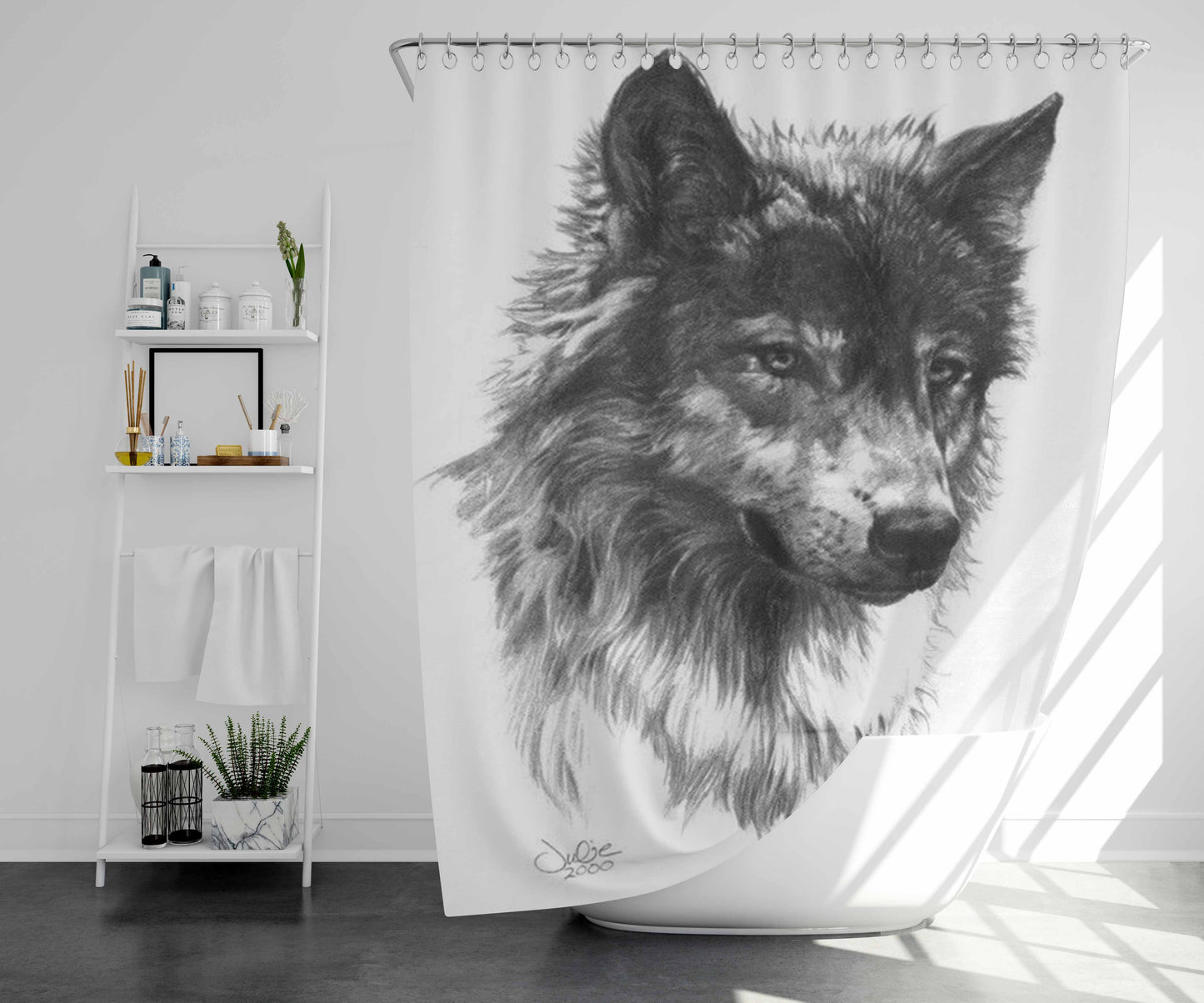 Wolf Abstrack Artwork Bathroom Shower Curtain Fabric Waterproof | 66 X 72 Inch