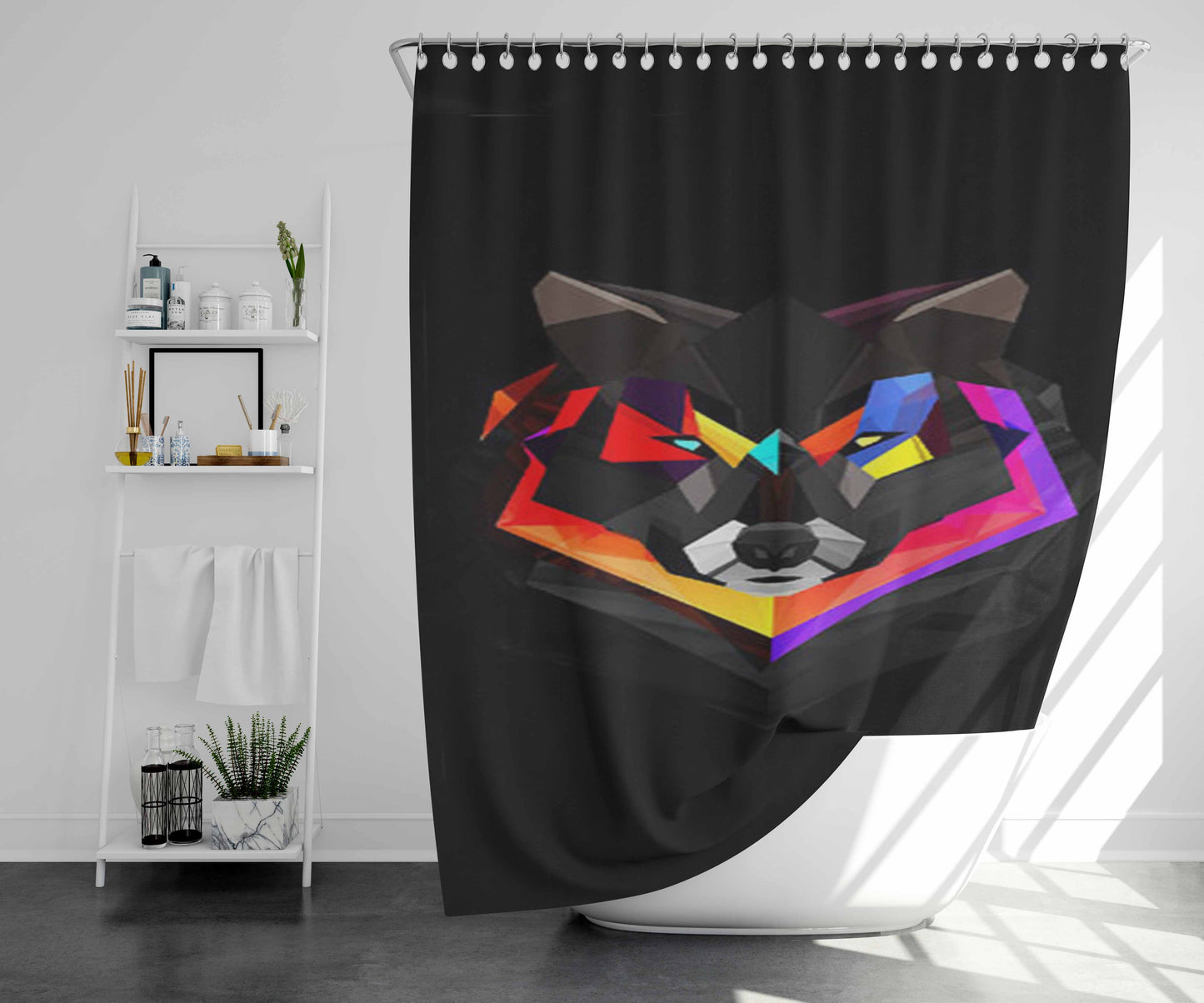 Wolf Polygon Art Bathroom Shower Curtain Fabric Waterproof | 66 X 72 Inch