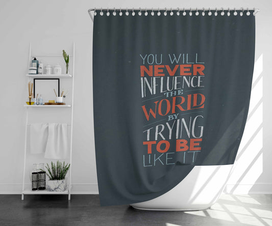 Words- Bathroom Shower Curtain Fabric Waterproof | 66 X 72 Inch