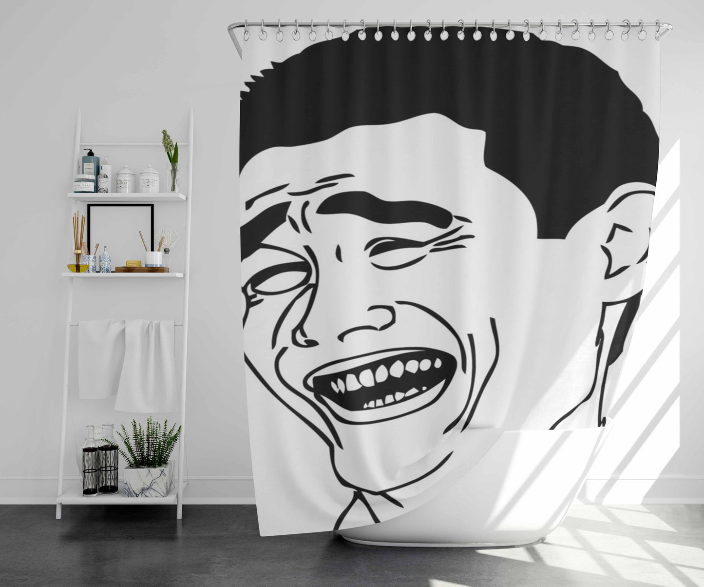 Yao Ming Face Bathroom Shower Curtain Fabric Waterproof | 66 X 72 Inch