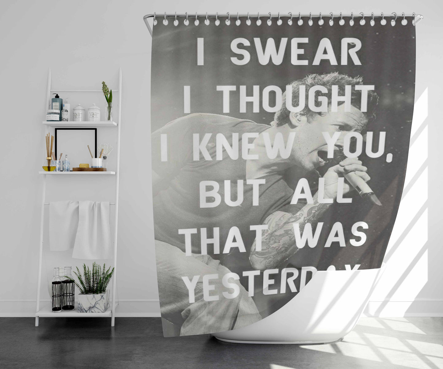 Yesterday Bathroom Shower Curtain Fabric Waterproof | 66 X 72 Inch