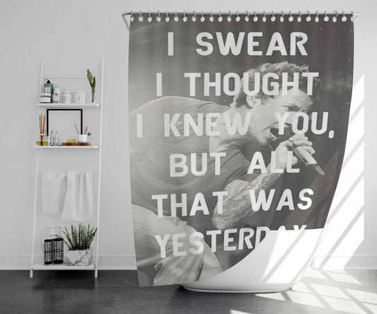 Yesterday Bathroom Shower Curtain Fabric Waterproof | 66 X 72 Inch