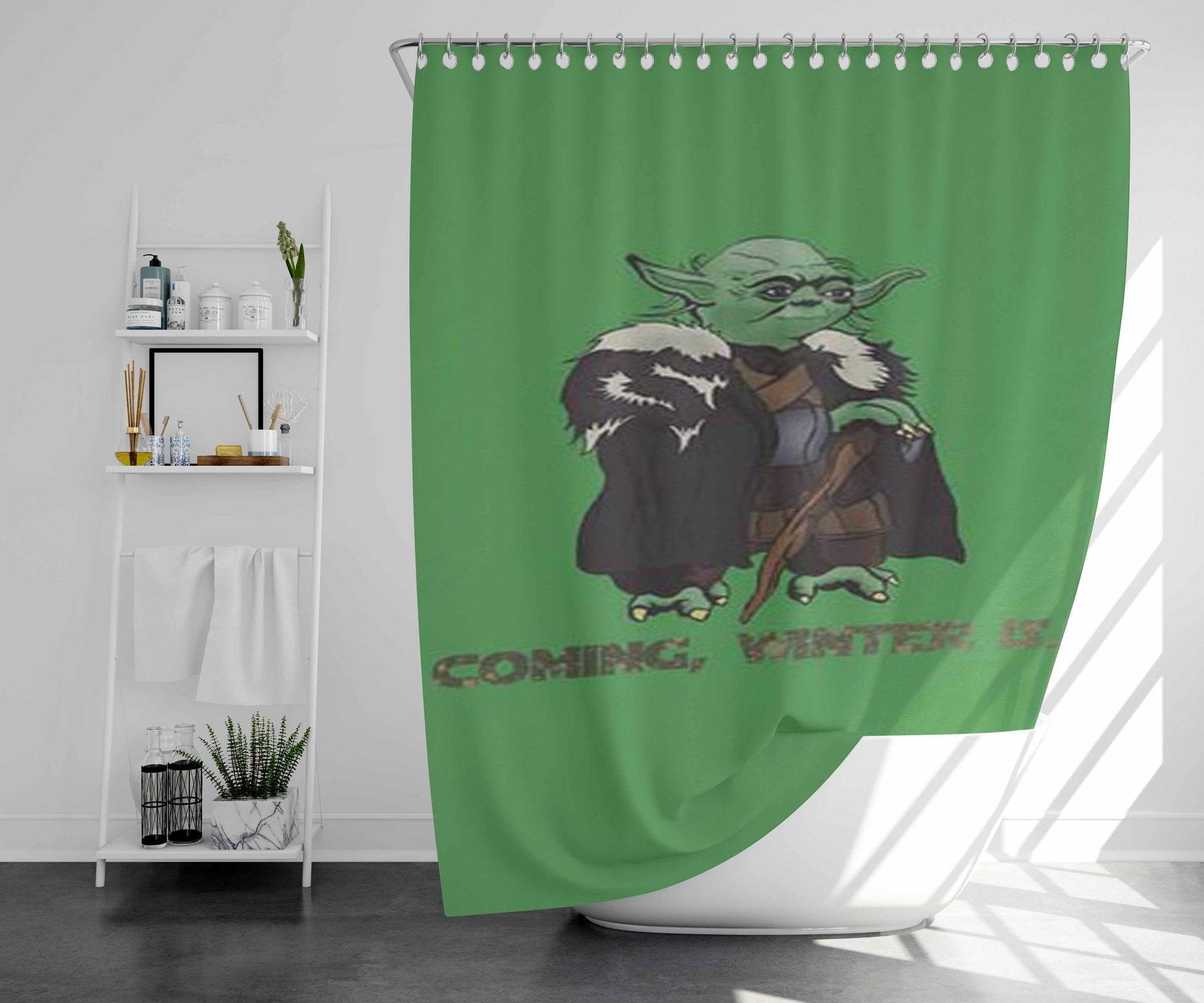 Yoda Coming, Winter Is Bathroom Shower Curtain Fabric Waterproof | 66 X 72 Inch