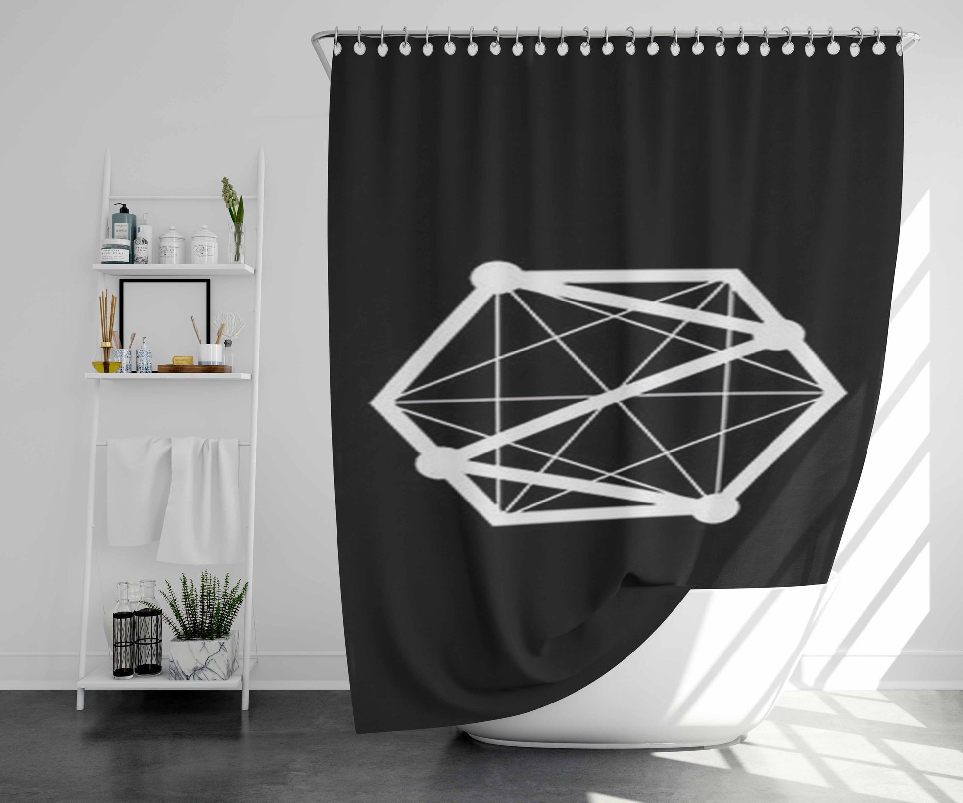 Zade Logo Simple Bathroom Shower Curtain Fabric Waterproof | 66 X 72 Inch