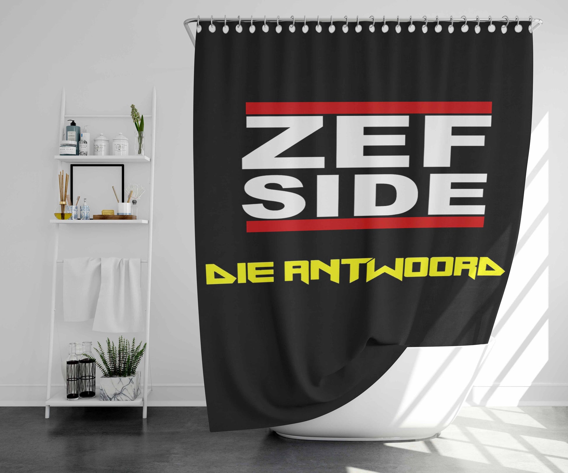 Zef Side Bathroom Shower Curtain Fabric Waterproof | 66 X 72 Inch