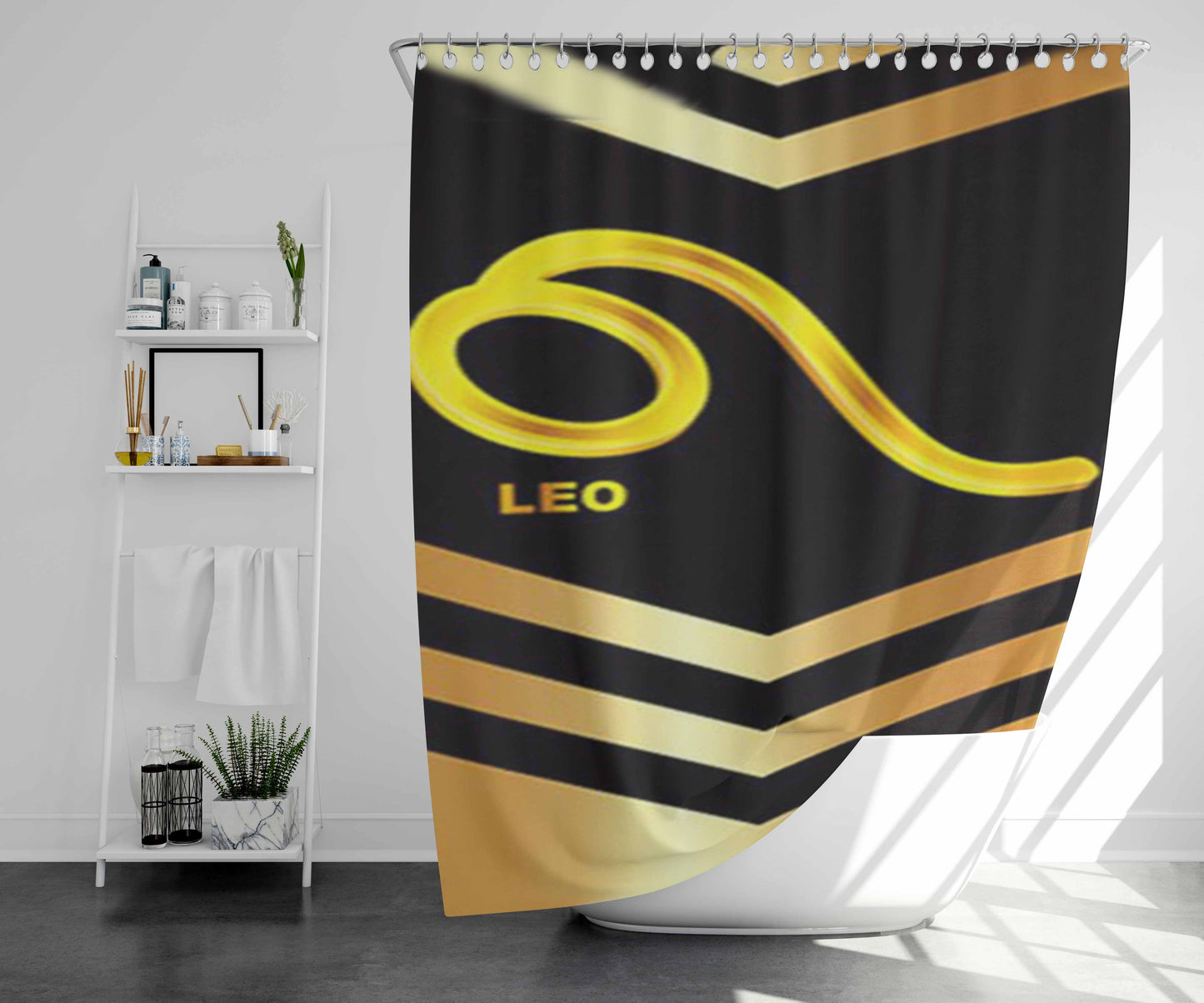 Zodiac Gold Leo Bathroom Shower Curtain Fabric Waterproof | 66 X 72 Inch