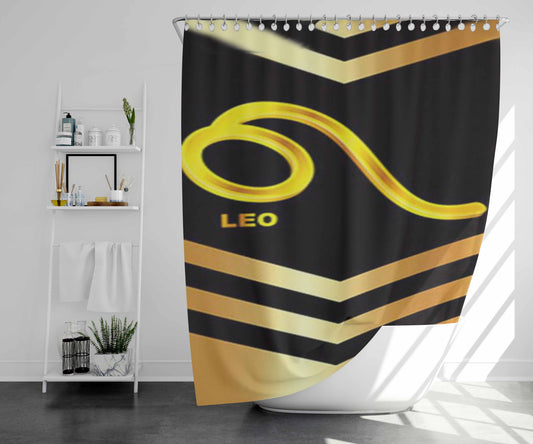 Zodiac Gold Leo Bathroom Shower Curtain Fabric Waterproof | 66 X 72 Inch