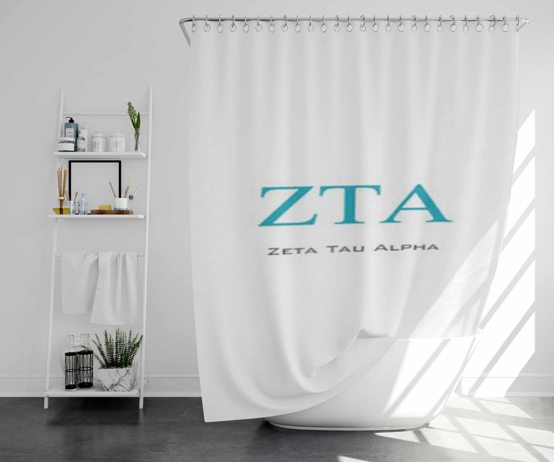 Zta Logo Bathroom Shower Curtain Fabric Waterproof | 66 X 72 Inch