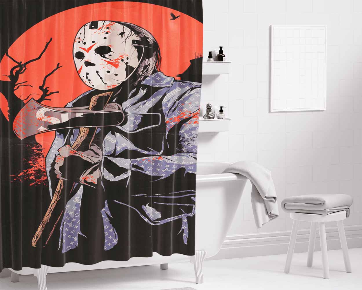 4Hunnid Bathroom Shower Curtain Fabric Waterproof | 66 X 72 Inch
