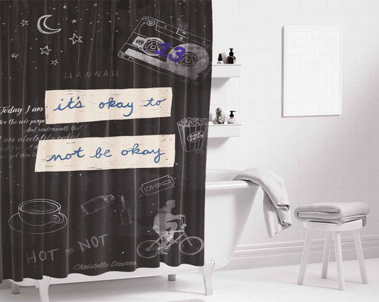 6Lack Prblms Bathroom Shower Curtain Fabric Waterproof | 66 X 72 Inch