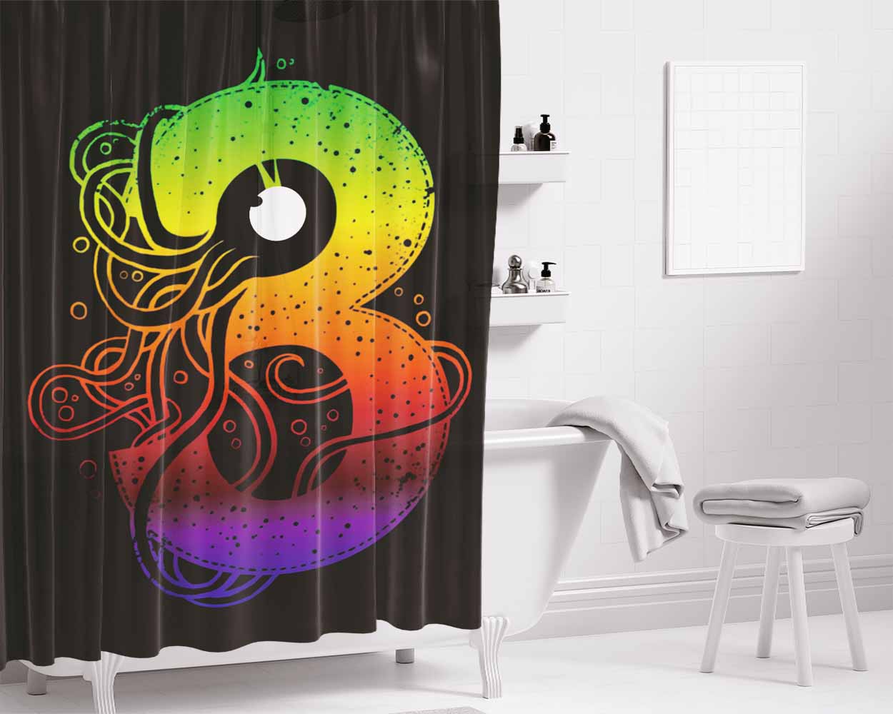 90'S Cup Jazz Pattern Bathroom Shower Curtain Fabric Waterproof | 66 X 72 Inch